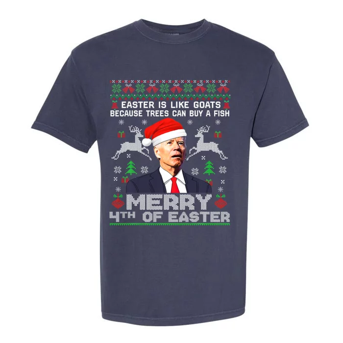 Joe Biden Happy 4th Easter Ugly Christmas Cute Gift Garment-Dyed Heavyweight T-Shirt