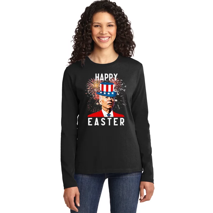 Joe Biden Happy Easter For Funny 4th Of July Ladies Long Sleeve Shirt