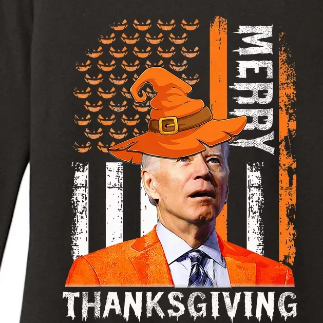 Joe Biden Happy Halloween Merry Thanksgiving US Flag Womens CVC Long Sleeve Shirt