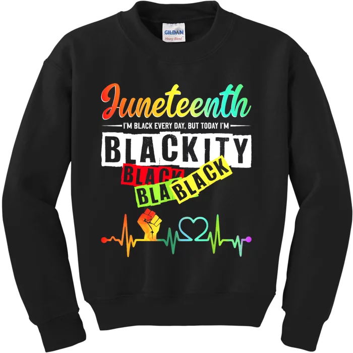 Juneteenth Blackity Heartbeat Black History African America Kids Sweatshirt