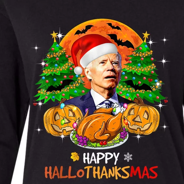 Joe Biden Happy HalloThanksMas Thanksgiving Halloween Womens Cotton Relaxed Long Sleeve T-Shirt