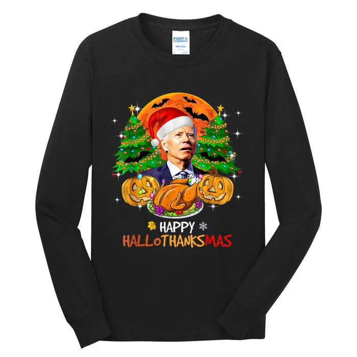 Joe Biden Happy HalloThanksMas Thanksgiving Halloween Tall Long Sleeve T-Shirt