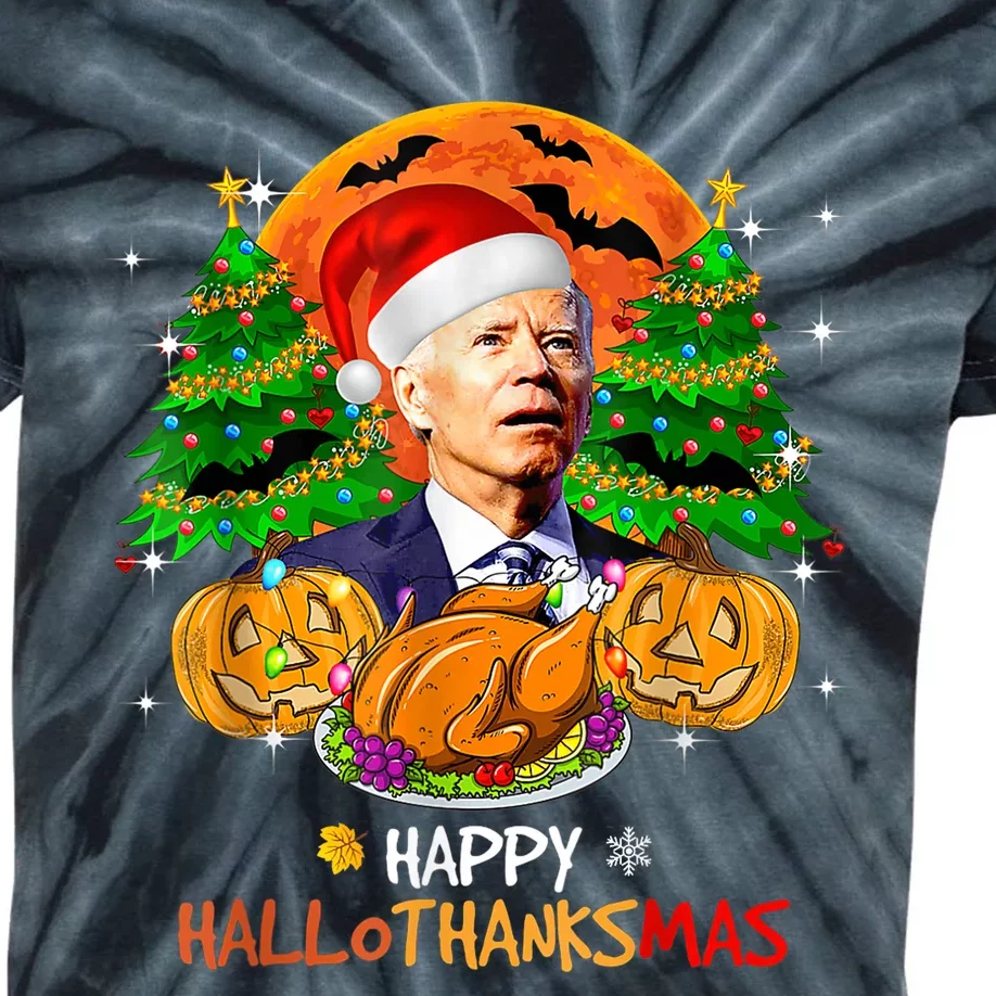 Joe Biden Happy HalloThanksMas Thanksgiving Halloween Kids Tie-Dye T-Shirt