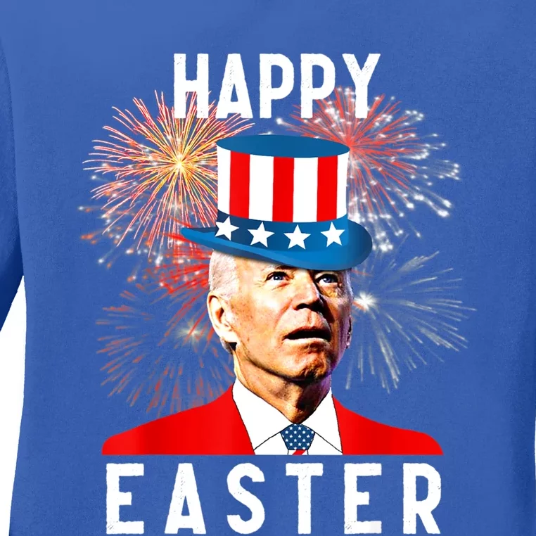 Joe Biden Happy Easter For Funny 4th Of July Ladies Missy Fit Long Sleeve Shirt