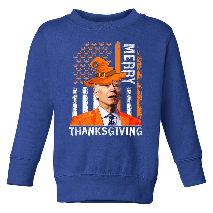 Joe Biden Happy Halloween Merry Thanksgiving US Flag Toddler Sweatshirt