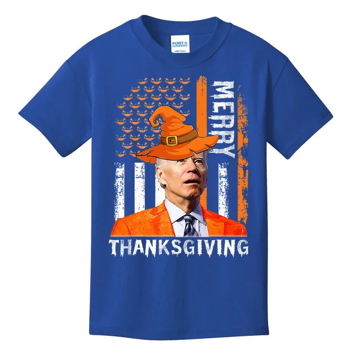 Joe Biden Happy Halloween Merry Thanksgiving US Flag Kids T-Shirt