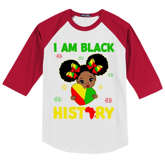 Juneteenth Black History Month I Am Black History Gift Kids Colorblock Raglan Jersey