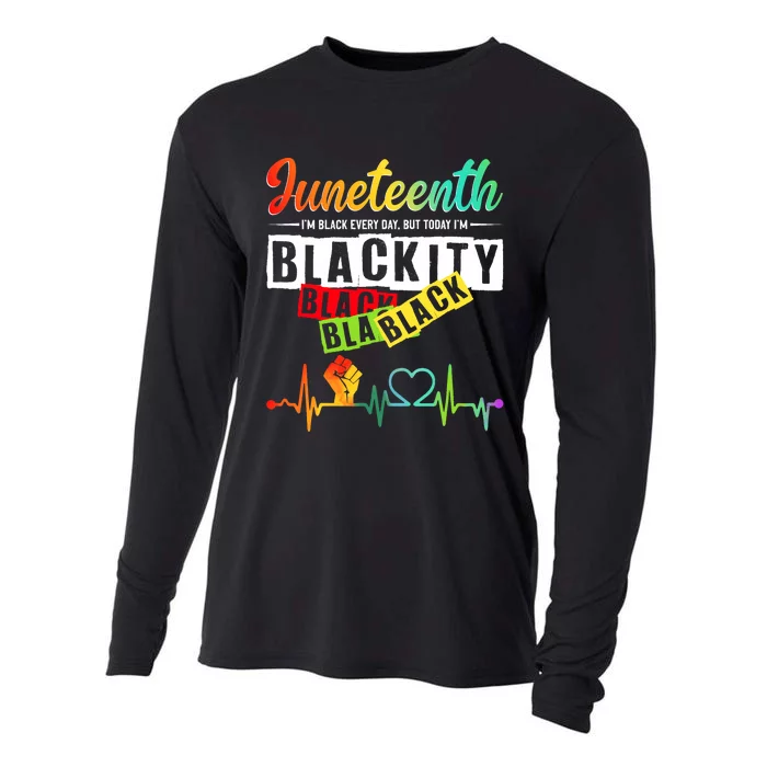 Juneteenth Blackity Heartbeat Black History African America Cooling Performance Long Sleeve Crew