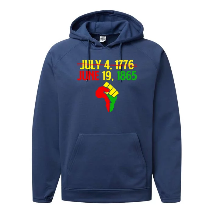 Juneteenth Black History Month June 19 1865 Not July Fourth Gift Performance Fleece Hoodie