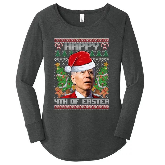 Joe Biden Happy 4th Easter Ugly Christmas Sweater Women's Perfect Tri Tunic Long Sleeve Shirt