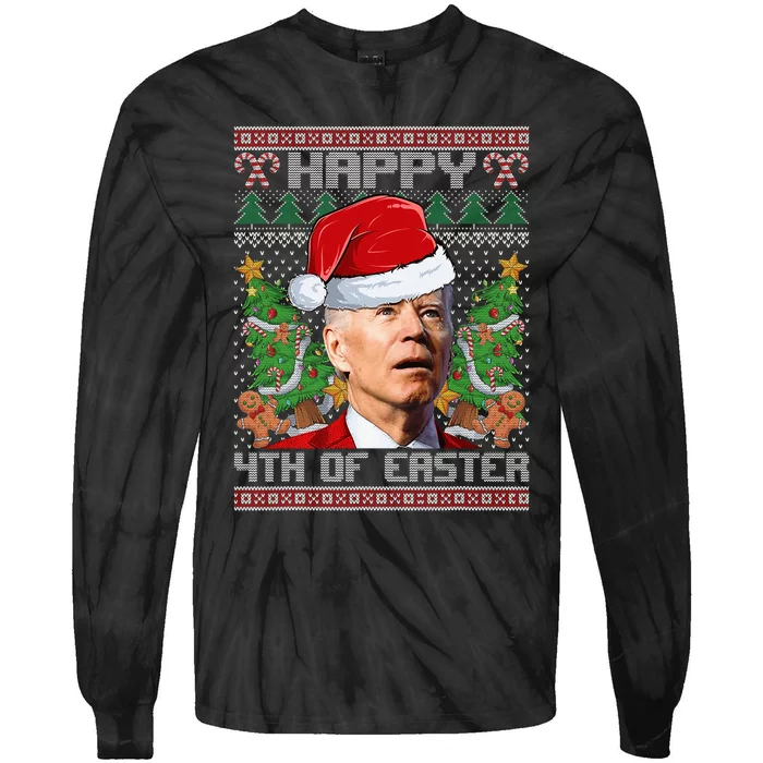 Joe Biden Happy 4th Easter Ugly Christmas Sweater Tie-Dye Long Sleeve Shirt