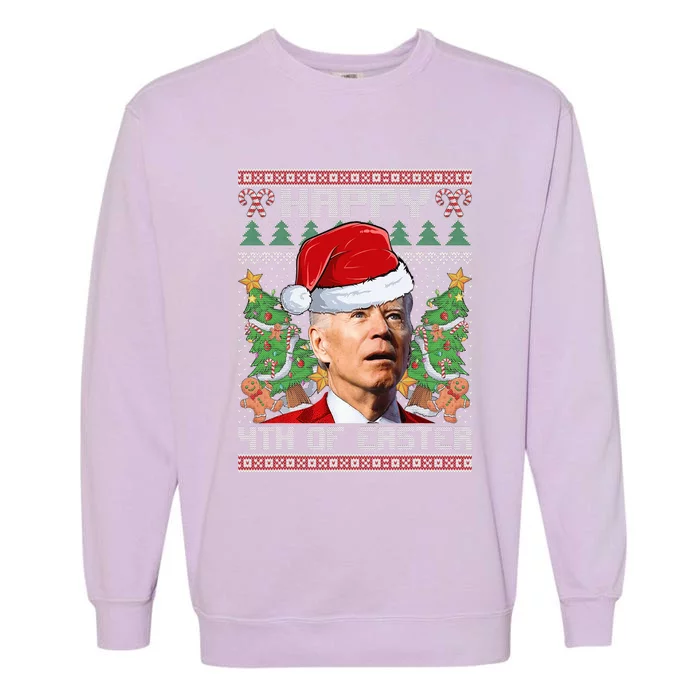 Joe Biden Happy 4th Easter Ugly Christmas Sweater Garment-Dyed Sweatshirt