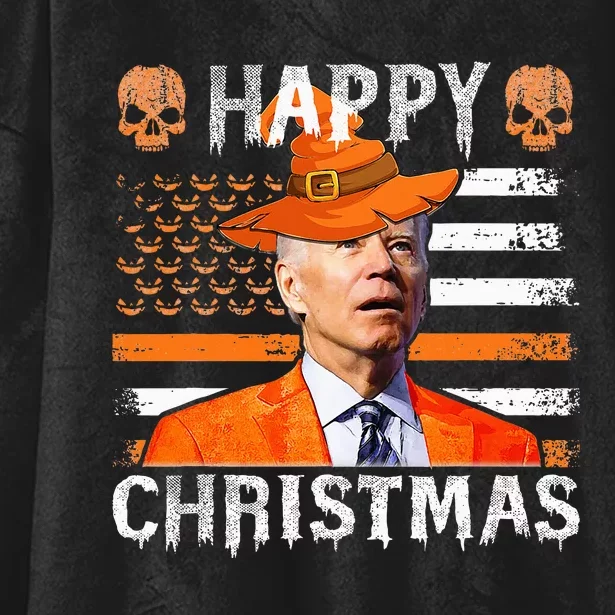 Joe Biden Happy Halloween Happy Christmas US Flag Hooded Wearable Blanket