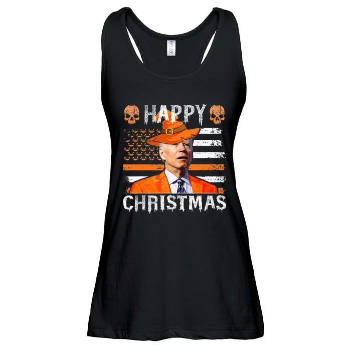 Joe Biden Happy Halloween Happy Christmas US Flag Ladies Essential Flowy Tank