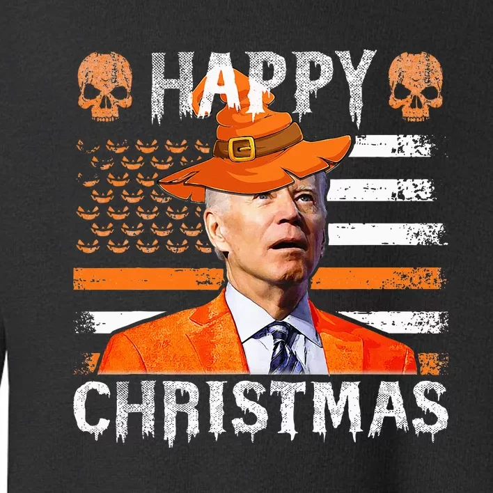 Joe Biden Happy Halloween Happy Christmas US Flag Toddler Sweatshirt