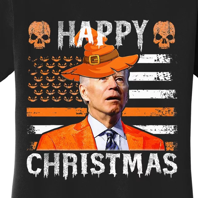 Joe Biden Happy Halloween Happy Christmas US Flag Women's T-Shirt