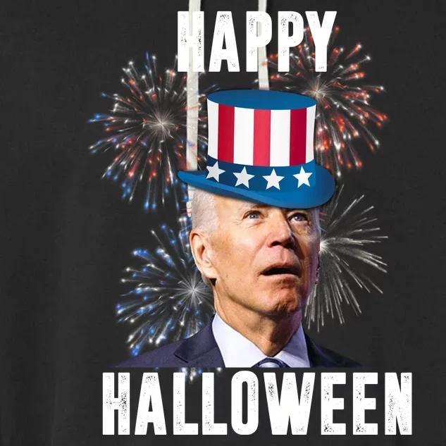 Joe Biden Happy Halloween Confused 4th Of July Funny Garment-Dyed Fleece Hoodie