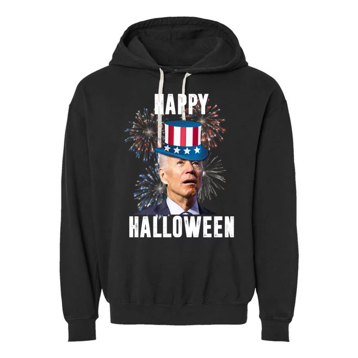 Joe Biden Happy Halloween Confused 4th Of July Funny Garment-Dyed Fleece Hoodie