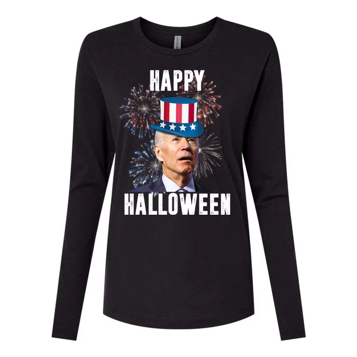 Joe Biden Happy Halloween Confused 4th Of July Funny Womens Cotton Relaxed Long Sleeve T-Shirt