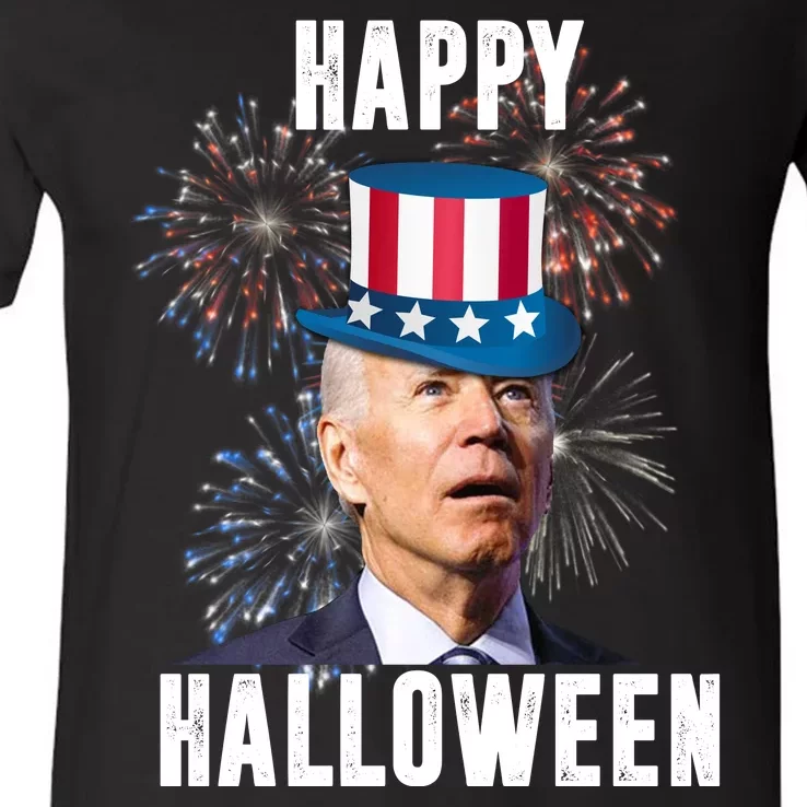 Joe Biden Happy Halloween Confused 4th Of July Funny V-Neck T-Shirt