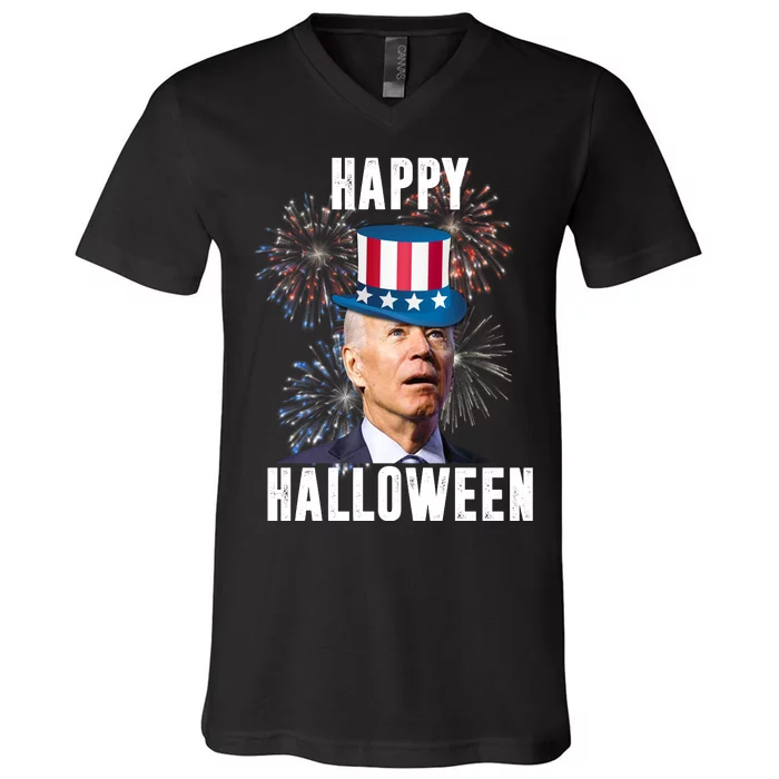 Joe Biden Happy Halloween Confused 4th Of July Funny V-Neck T-Shirt