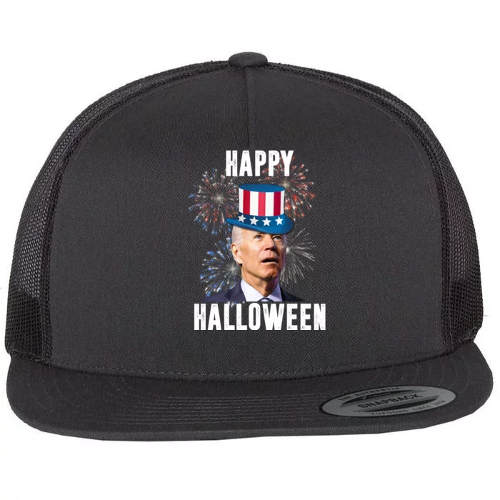 Joe Biden Happy Halloween Confused 4th Of July Funny Flat Bill Trucker Hat