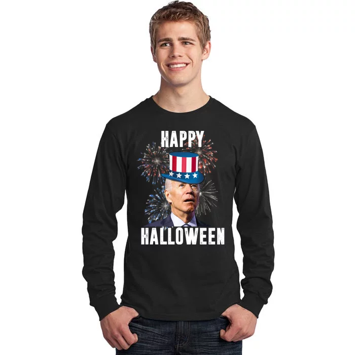 Joe Biden Happy Halloween Confused 4th Of July Funny Tall Long Sleeve T-Shirt