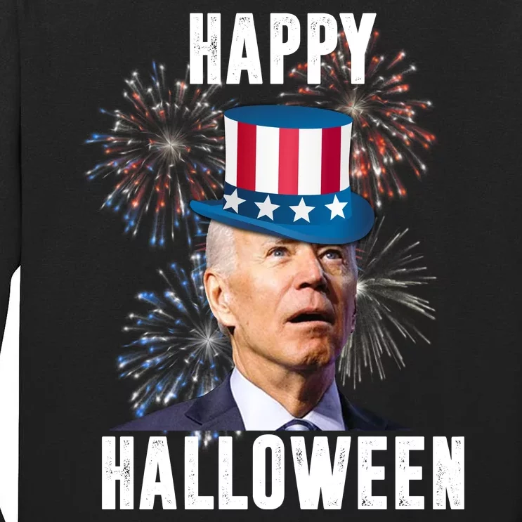 Joe Biden Happy Halloween Confused 4th Of July Funny Tall Long Sleeve T-Shirt