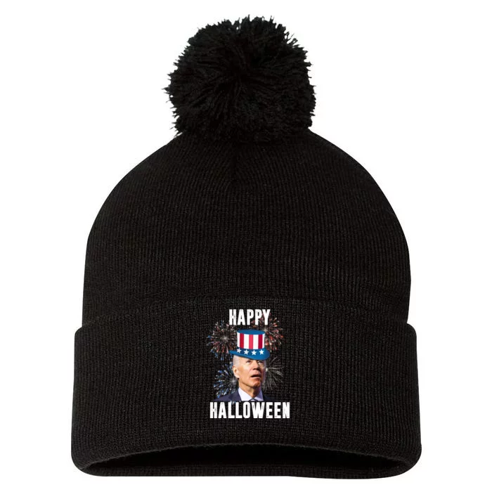 Joe Biden Happy Halloween Confused 4th Of July Funny Pom Pom 12in Knit Beanie