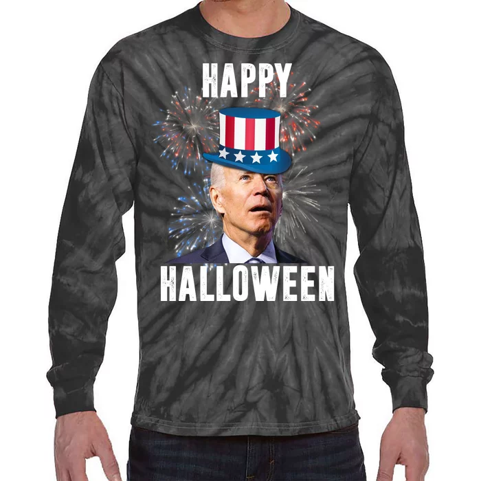 Joe Biden Happy Halloween Confused 4th Of July Funny Tie-Dye Long Sleeve Shirt