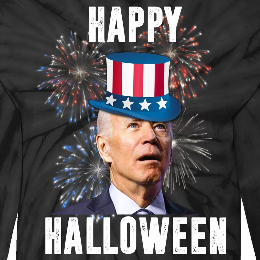 Joe Biden Happy Halloween Confused 4th Of July Funny Tie-Dye Long Sleeve Shirt