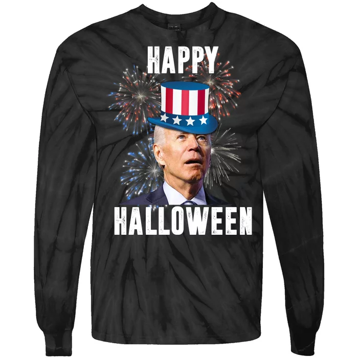 Joe Biden Happy Halloween Confused 4th Of July Funny Tie-Dye Long Sleeve Shirt