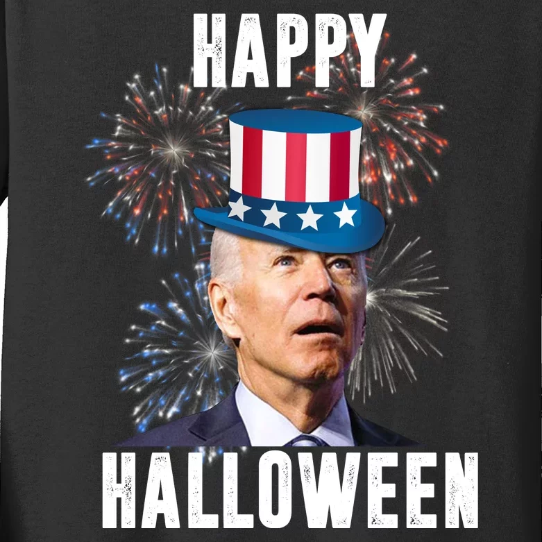 Joe Biden Happy Halloween Confused 4th Of July Funny Kids Long Sleeve Shirt