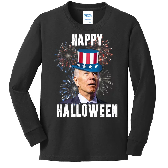 Joe Biden Happy Halloween Confused 4th Of July Funny Kids Long Sleeve Shirt