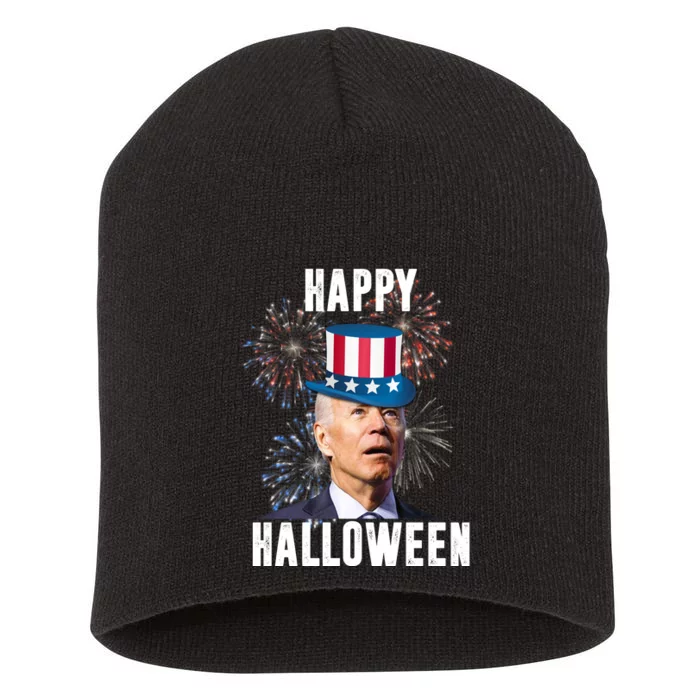 Joe Biden Happy Halloween Confused 4th Of July Funny Short Acrylic Beanie