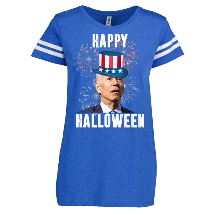 Joe Biden Happy Halloween Confused 4th Of July Funny Enza Ladies Jersey Football T-Shirt