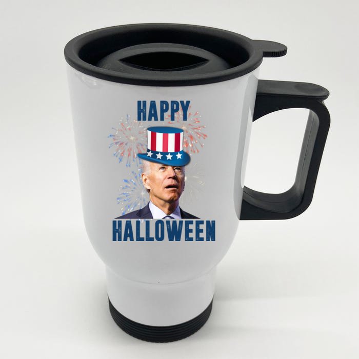 Joe Biden Happy Halloween Confused 4th Of July Funny Front & Back Stainless Steel Travel Mug