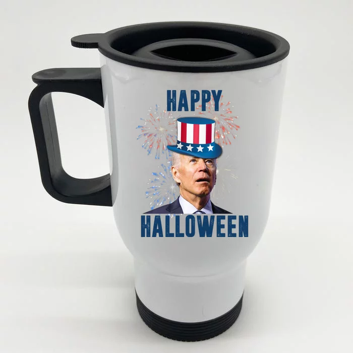 Joe Biden Happy Halloween Confused 4th Of July Funny Front & Back Stainless Steel Travel Mug