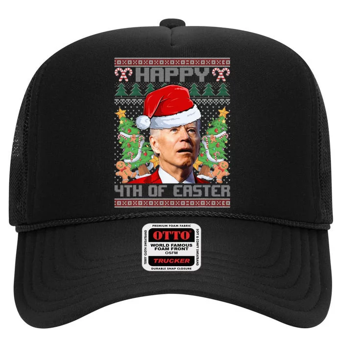 Joe Biden Happy 4th Easter Ugly Christmas Sweater High Crown Mesh Trucker Hat