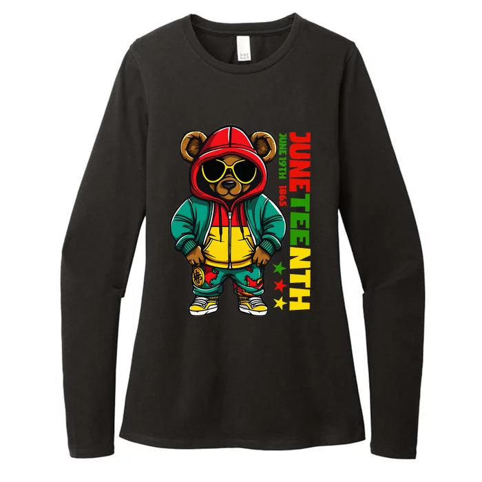 Juneteenth Black Hip Hop Teddy Bear African American Womens CVC Long Sleeve Shirt