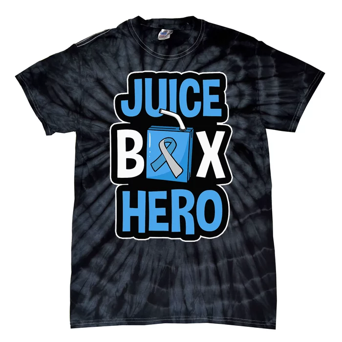 Juice Box Hero Diabetes Blue Ribbon Diabetic Ketoacidosis DM Tie-Dye T-Shirt