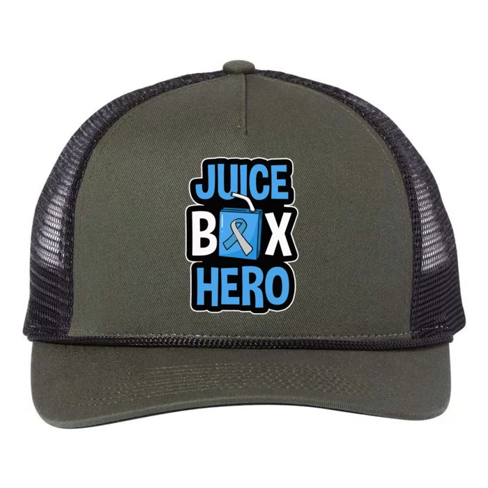 Juice Box Hero Diabetes Blue Ribbon Diabetic Ketoacidosis DM Retro Rope Trucker Hat Cap