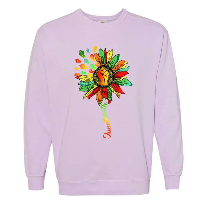 Juneteenth Black History Freedom Sunflower African American Gift Garment-Dyed Sweatshirt