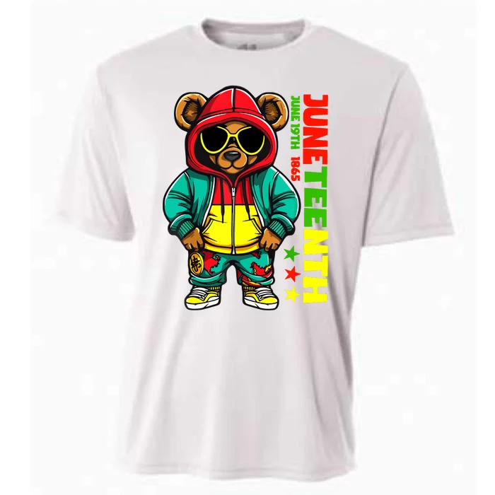 Juneteenth Black Hip Hop Teddy Bear African American Cooling Performance Crew T-Shirt