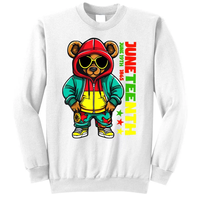 Juneteenth Black Hip Hop Teddy Bear African American Sweatshirt