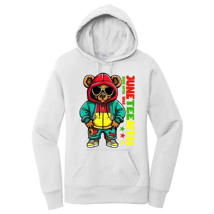 Juneteenth Black Hip Hop Teddy Bear African American Women's Pullover Hoodie