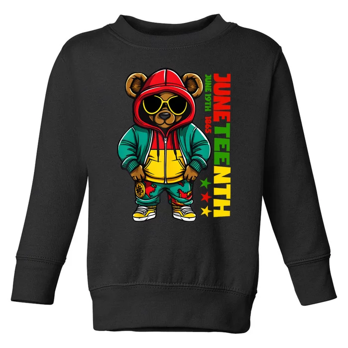 Juneteenth Black Hip Hop Teddy Bear African American Toddler Sweatshirt