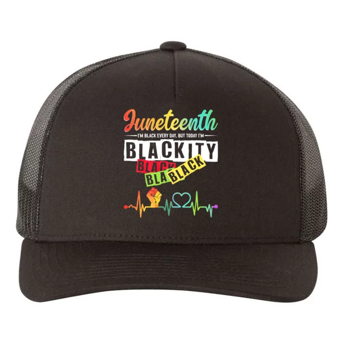 Juneteenth Blackity Heartbeat Black History African America Yupoong Adult 5-Panel Trucker Hat