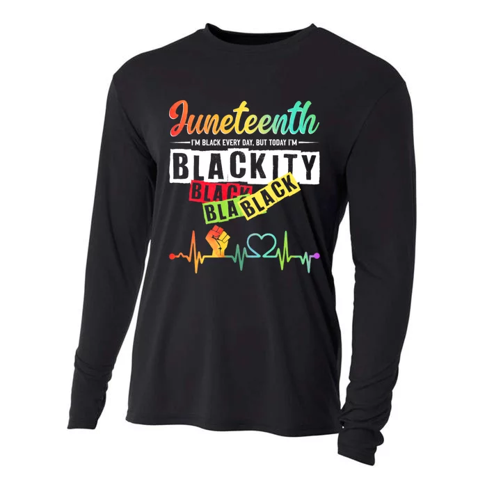 Juneteenth Blackity Heartbeat Black History African America Cooling Performance Long Sleeve Crew