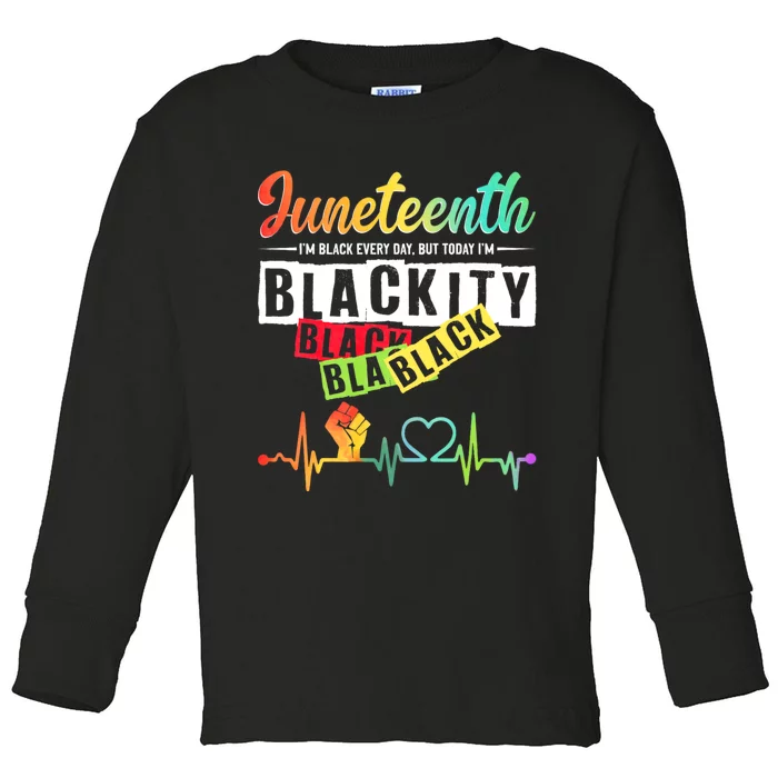 Juneteenth Blackity Heartbeat Black History African America Toddler Long Sleeve Shirt